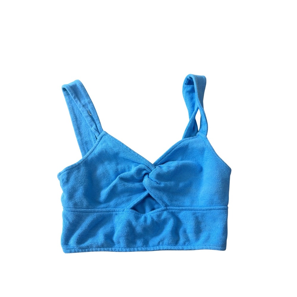 Madewell Blue Terry Cloth Twist Front Cutout Bralette Crop Top Womens Small S